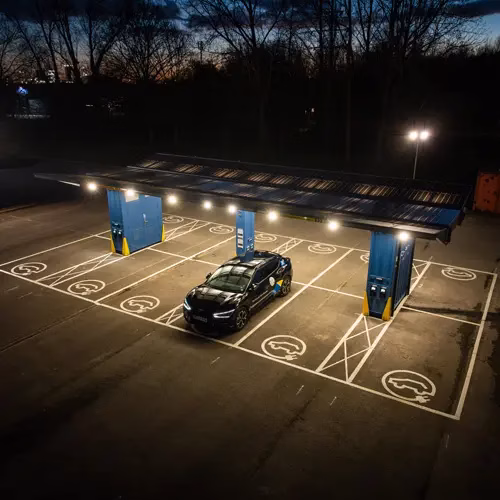 EV Charging lighting at night