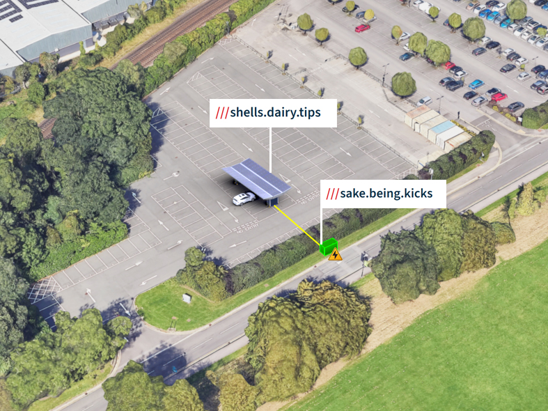 Example What3words location pin for the LV connection point